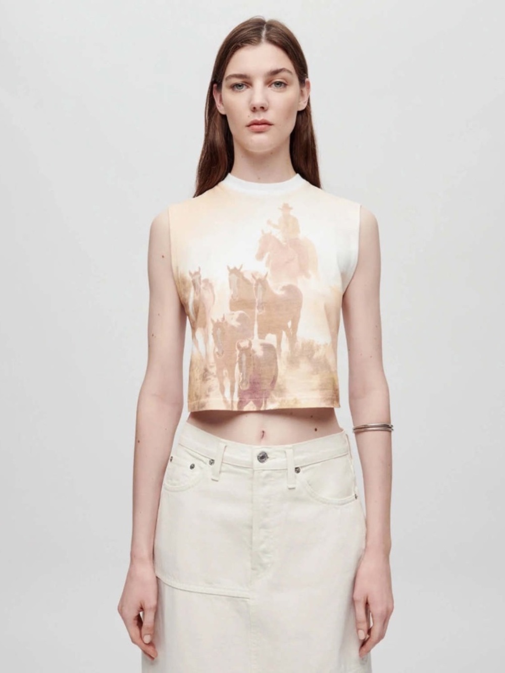 Re/Done Cowboy Baby Muscle Tee in Optic White Size S